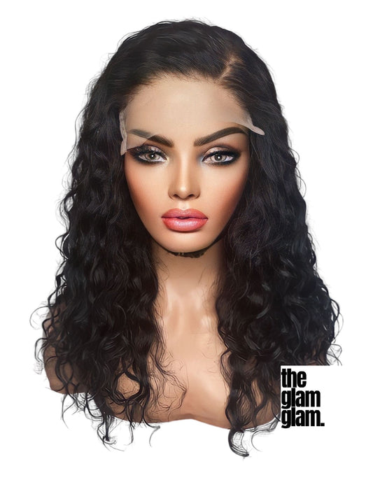 16" Brazilian LOOSE CURLY Closure Wig- Handmade